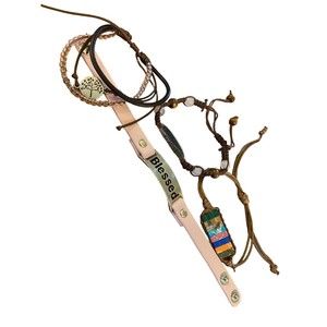 3 Pull String Bracelets WISH & TREE OF LIFE 1 Snap Leather BLESSED Bracelet